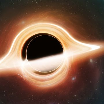 black hole seen from a planet, illustration