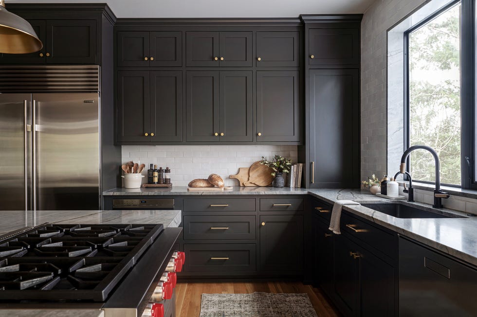 kitchen with black cabinets