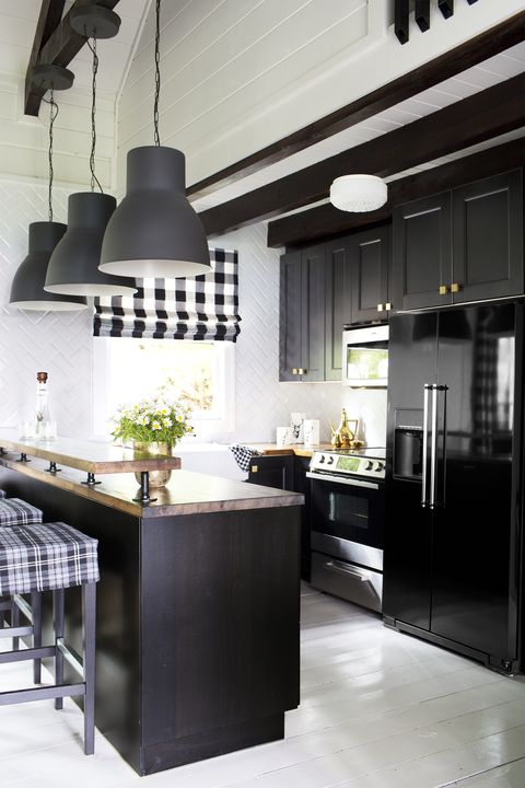 black kitchen cabinets - black plaid.psd