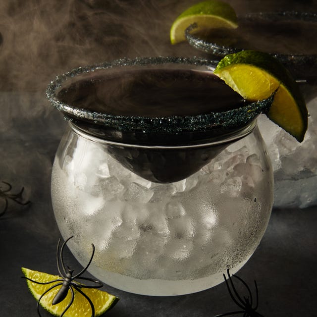 black magic margaritas in a cup of ice