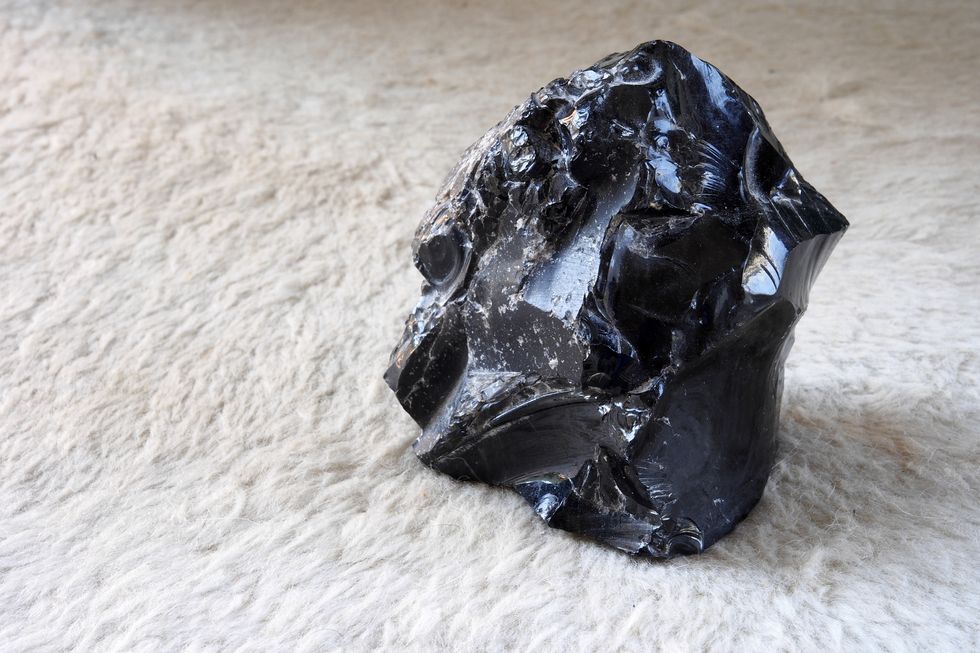 black obsidian stone volcano lava
