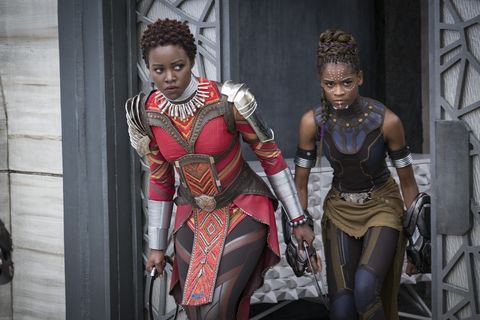 ​Lupita Nyong'o (Nakia) and Letitia Wright (Shuri) in ​Black Panther​