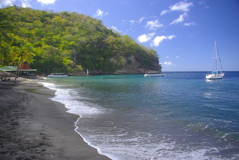 black sand beach of anse chastanet soufriere st lucia