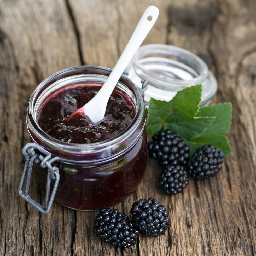 blackberries next to jam