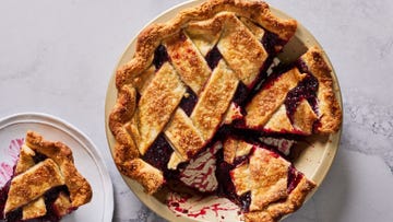 blackberry pie with a homemade lattice crust