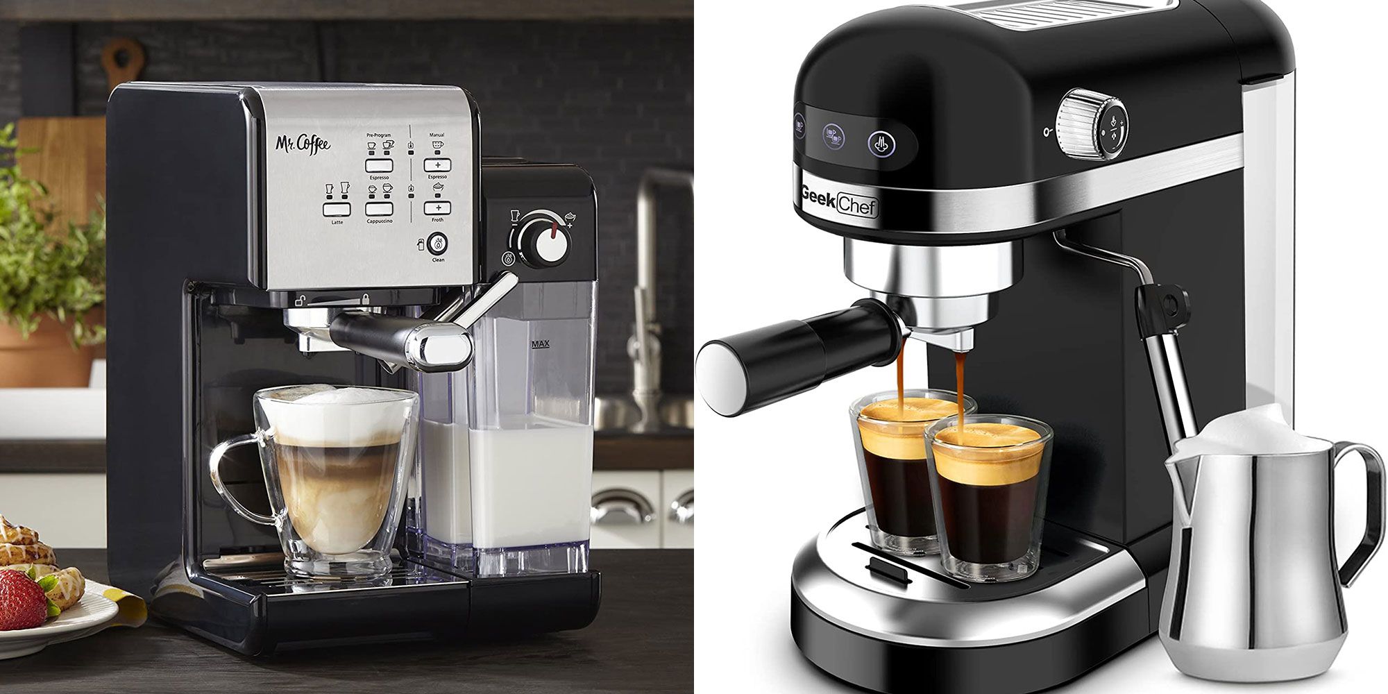 Mr. Coffee Espresso and Cappuccino Machine, Programmable Coffee Maker with  Automatic Milk Frother and 19-Bar Pump, Stainless Steel