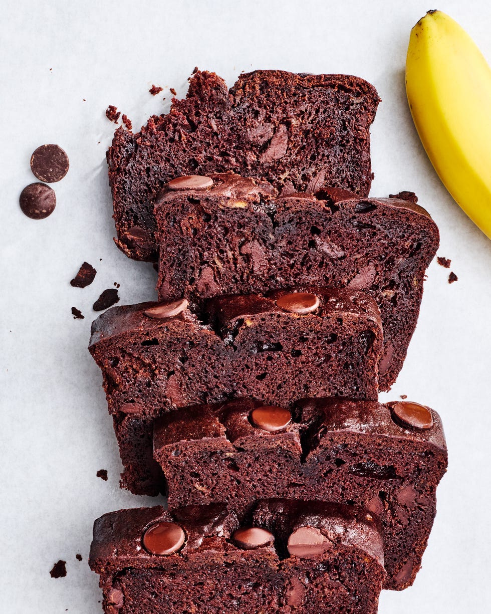 chocolate banana bread with chocolate chips