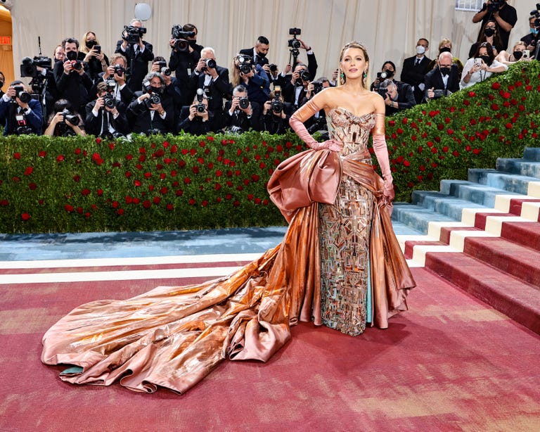 Blake Lively Fixes Her Met Gala Dress on Display at Kensington Palace