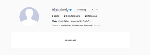 Blake Lively Deletes Instagram