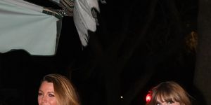 new york, new york january 10 blake lively and taylor swift attend a private party at lucalli pizza restaurant in brooklyn on january 10, 2024 in new york city photo by robert kamaugc images