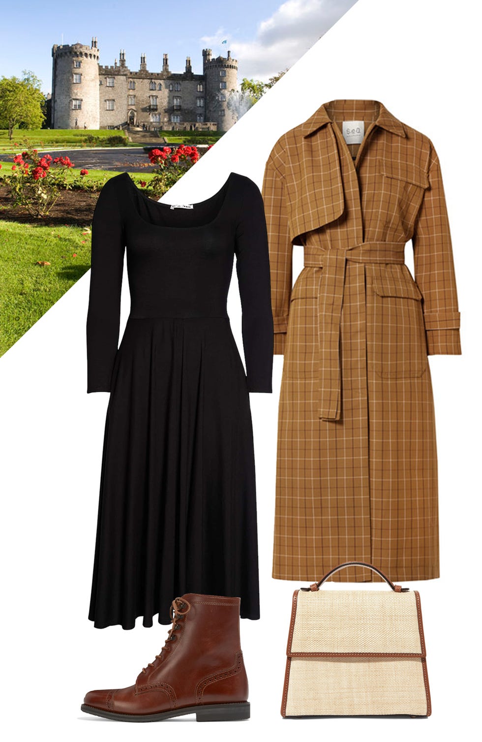 Clothing, Dress, Brown, Day dress, Fashion, Coat, Robe, Footwear, Overcoat, Formal wear, 