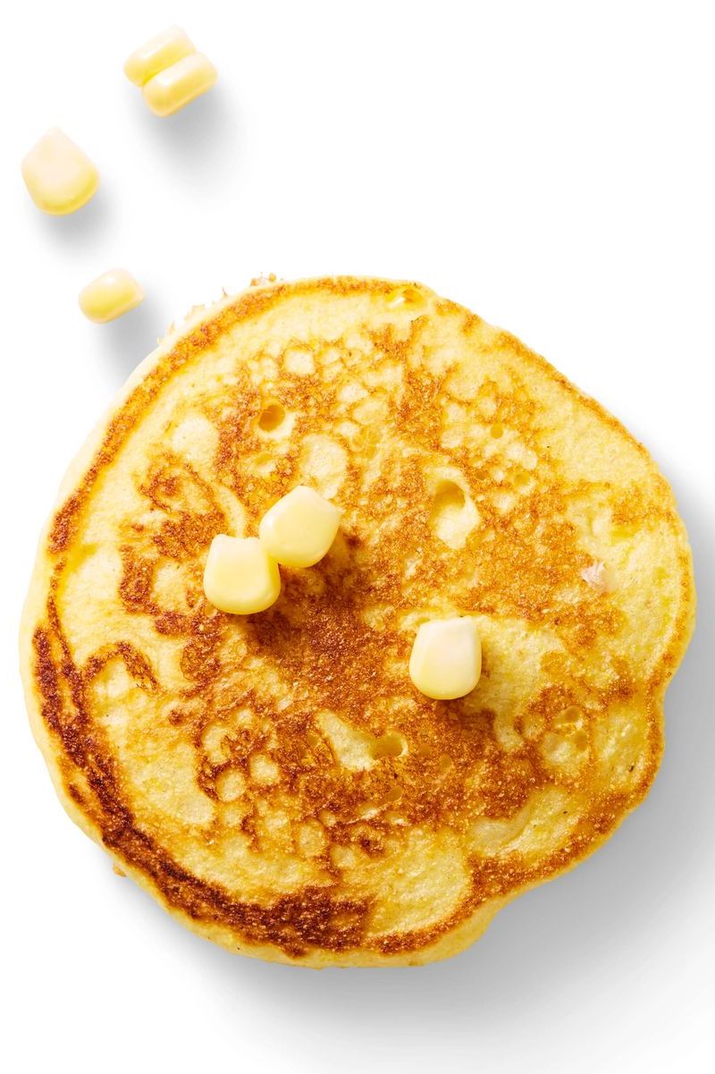 pancakes with corn kernals on top