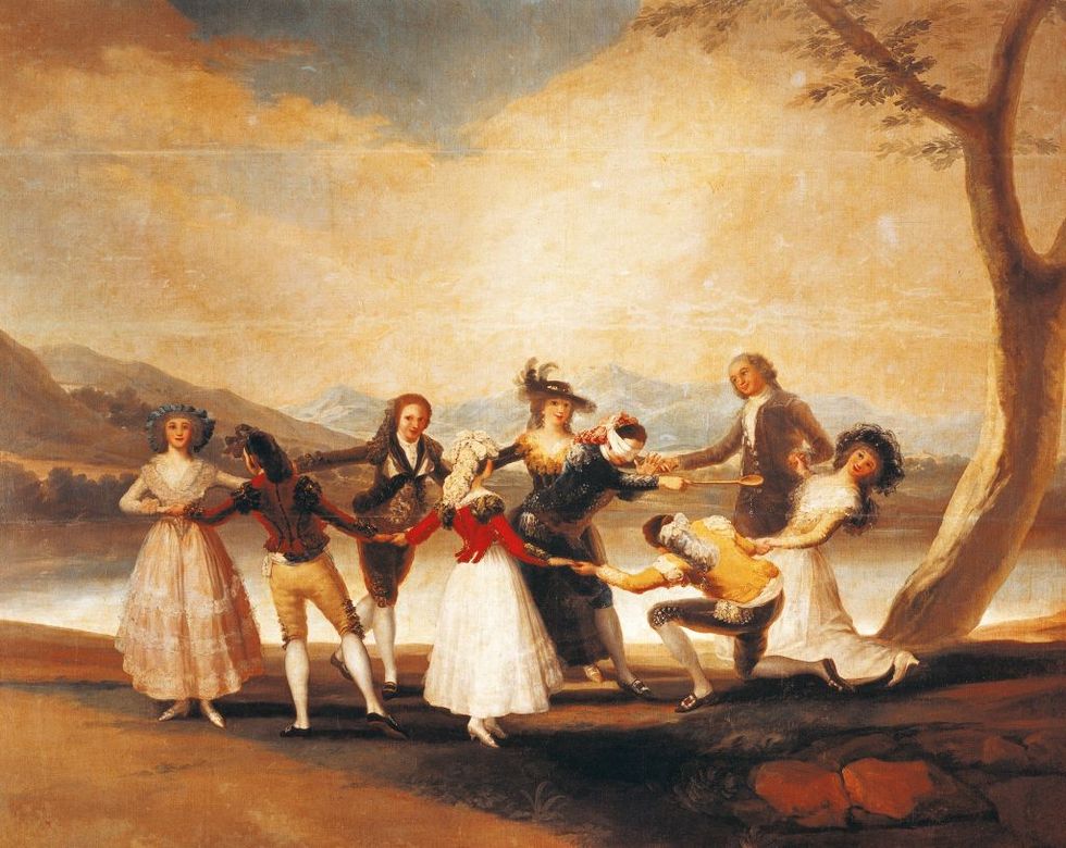 blindman's bluff, 1788 1789, by francisco de goya 1746 1828, cartoon for tapestry, 269x350 cm photo by deagostinigetty images
