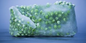 block of frozen peas
