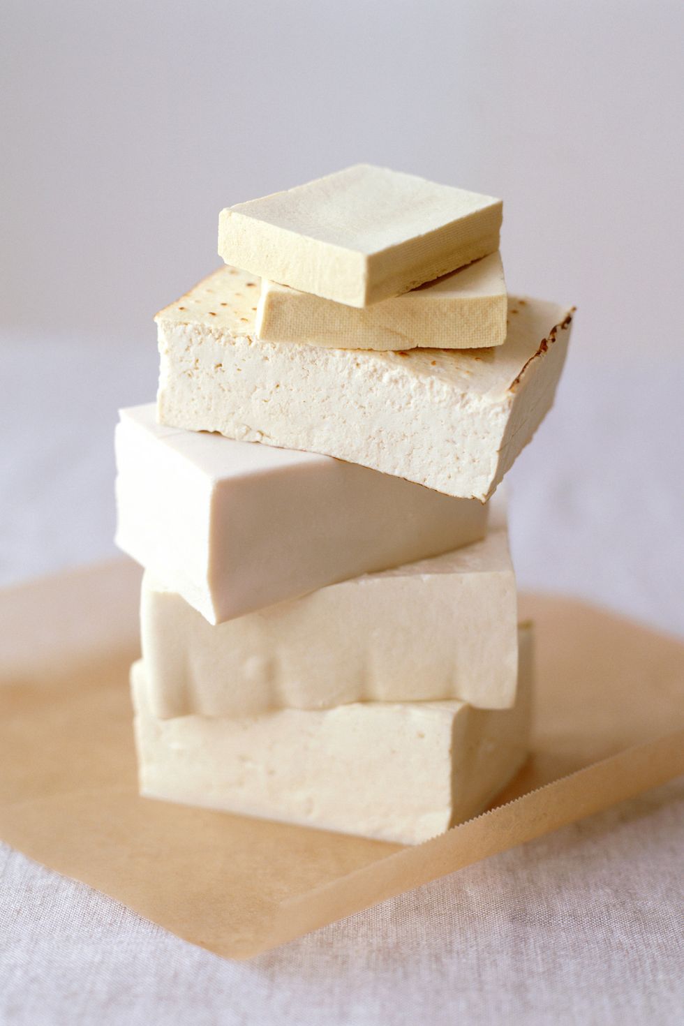 blocks of tofu arranged in stack