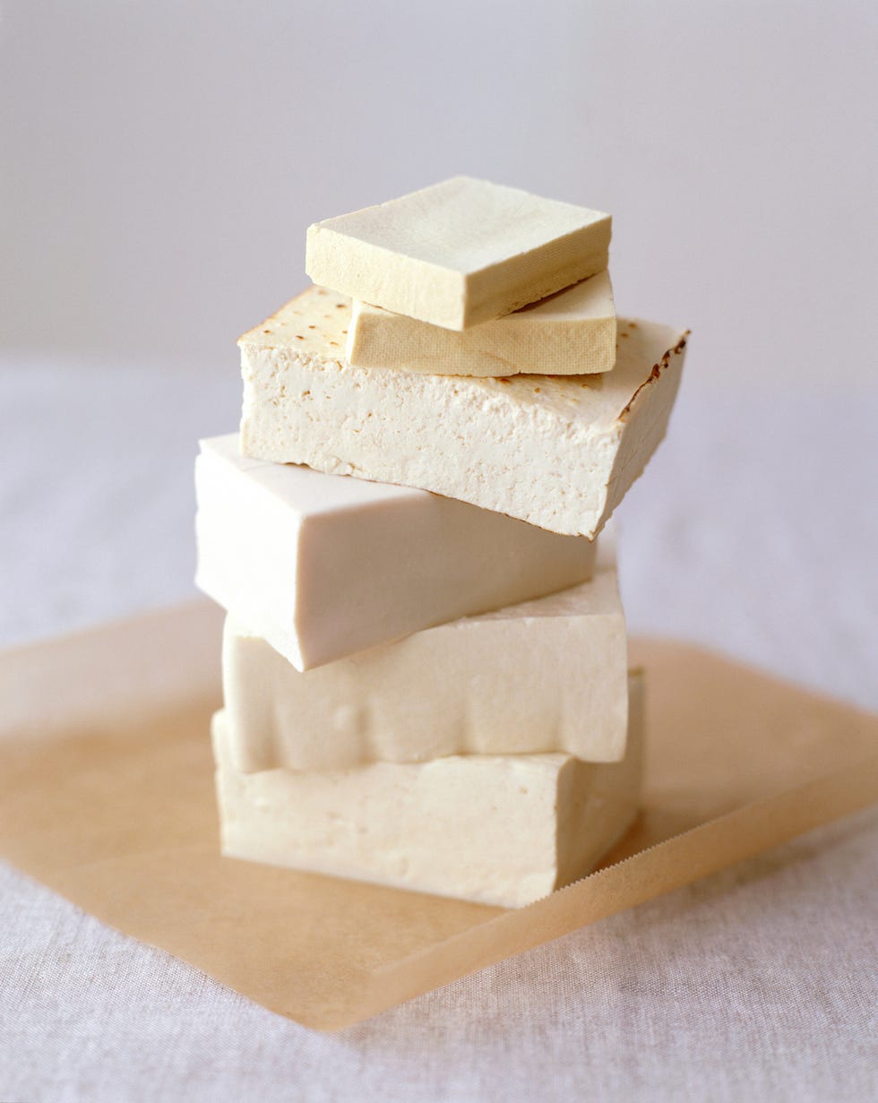 blocks of tofu arranged in stack