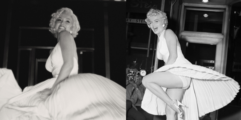 ana de armas as marilyn monroe next to the real marilyn monroe