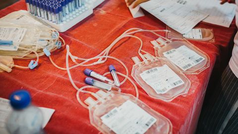 empty blood donation bags