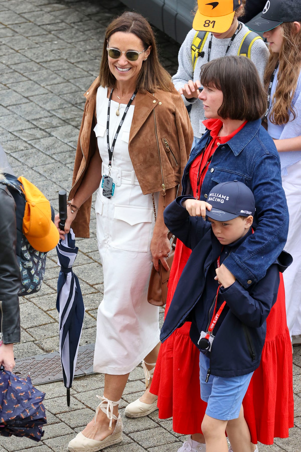 Pippa Middleton Is Chic in a White Belted Dress and a Sleek Bob at the British Grand Prix