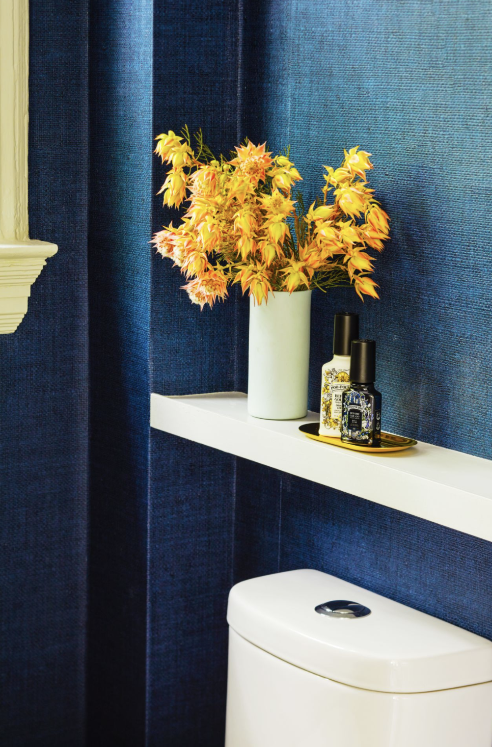 yellow and blue bathroom