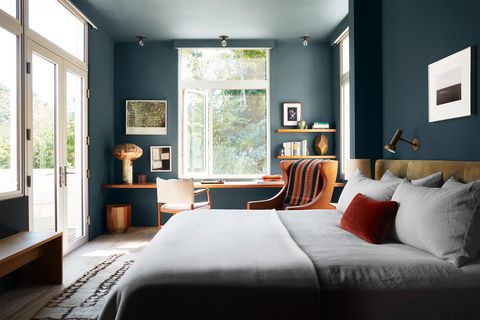 dark blue bedroom