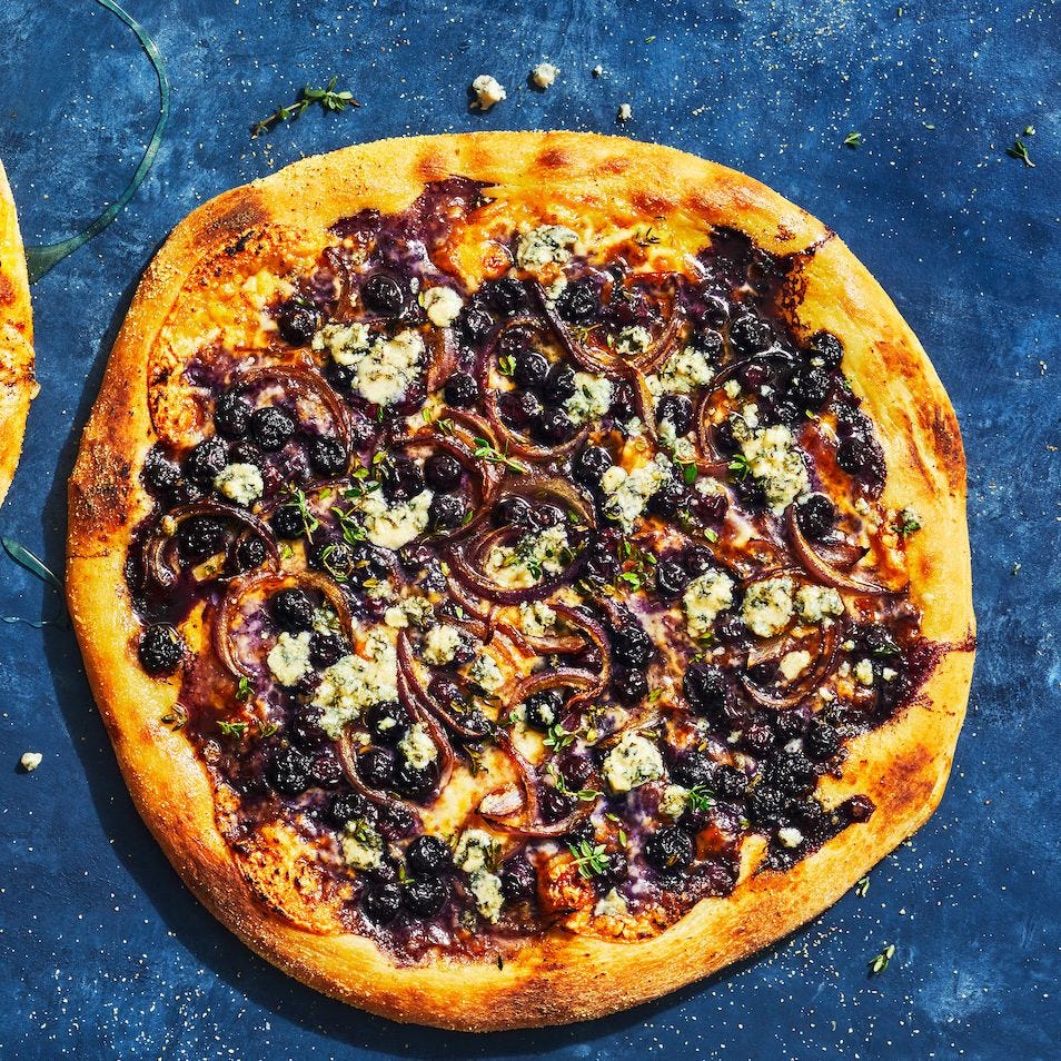 blue cheese and blueberry pizza