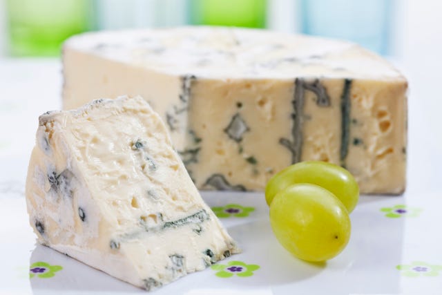Blue cheese with peppercorn, close up