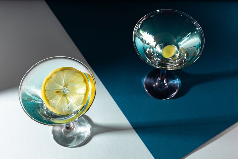 blue cocktails with lemon and grape