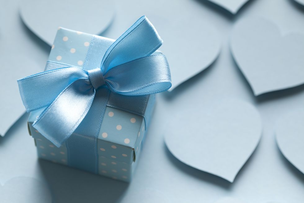 blue gift box on blue background
