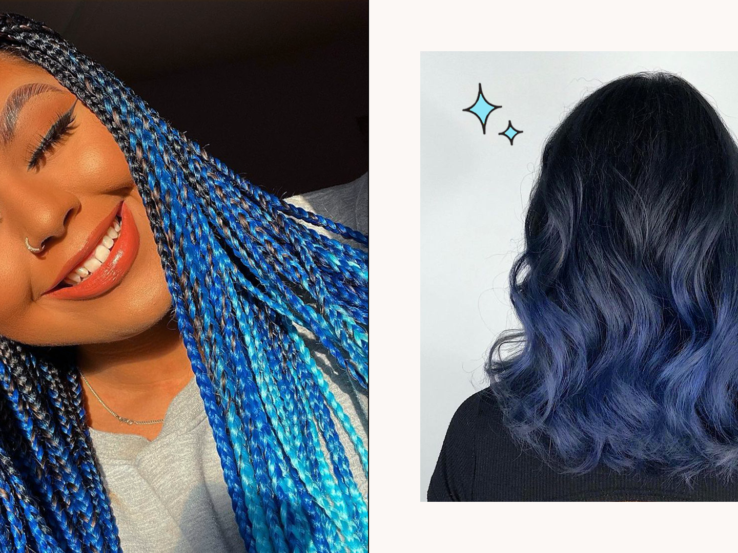 black to purple to blue ombre hair