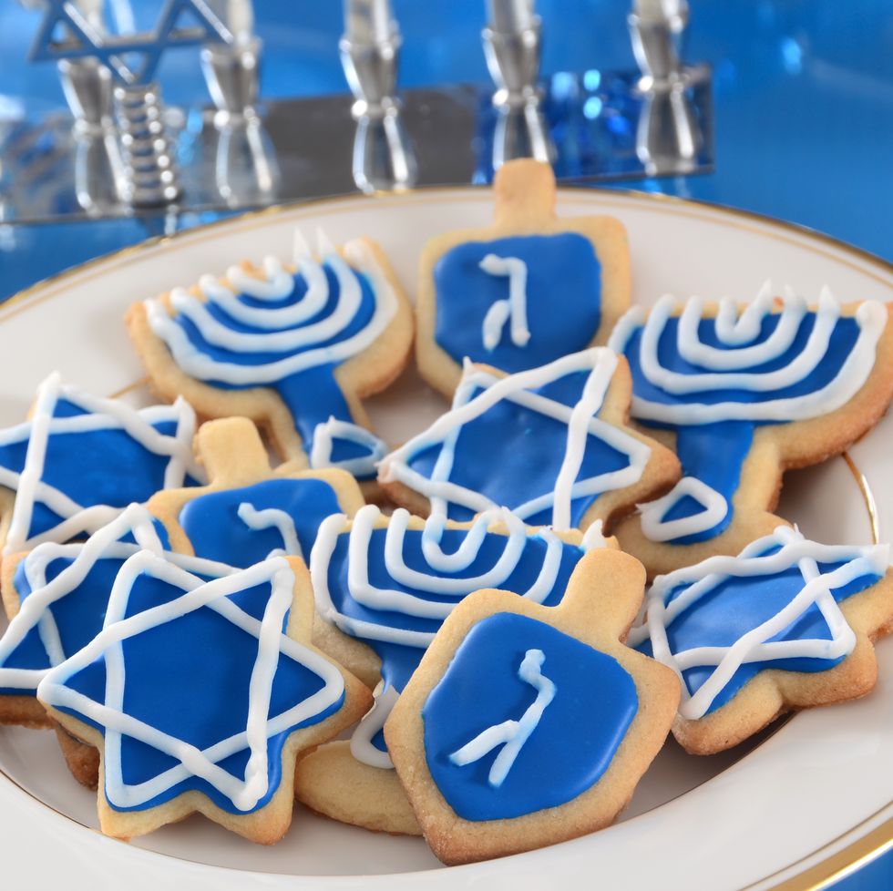 blue iced cookies for hanukkah