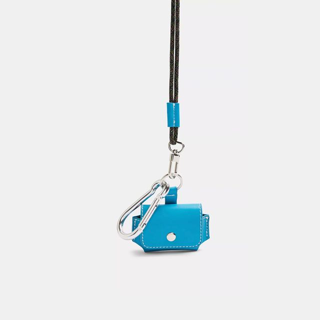 blue airpod holder
