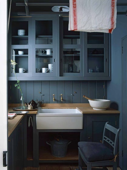 saturated blue kitchen