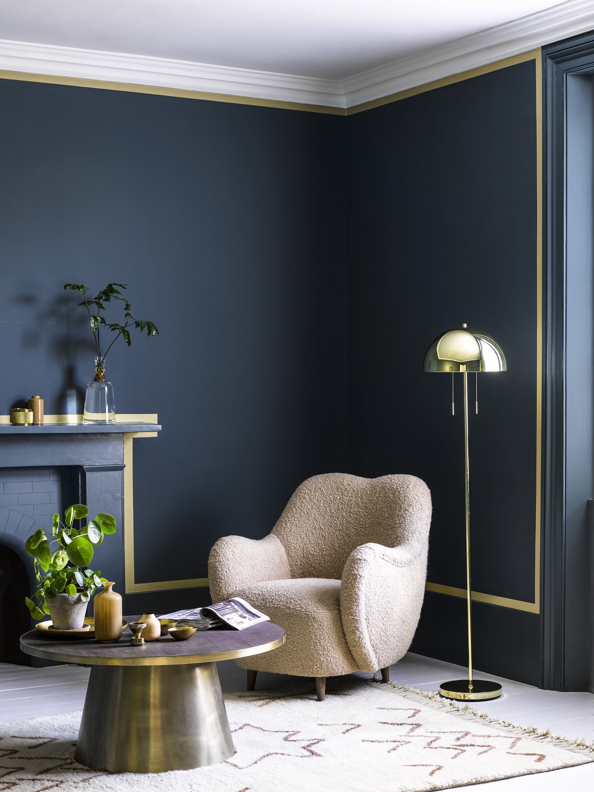 dark blue living room