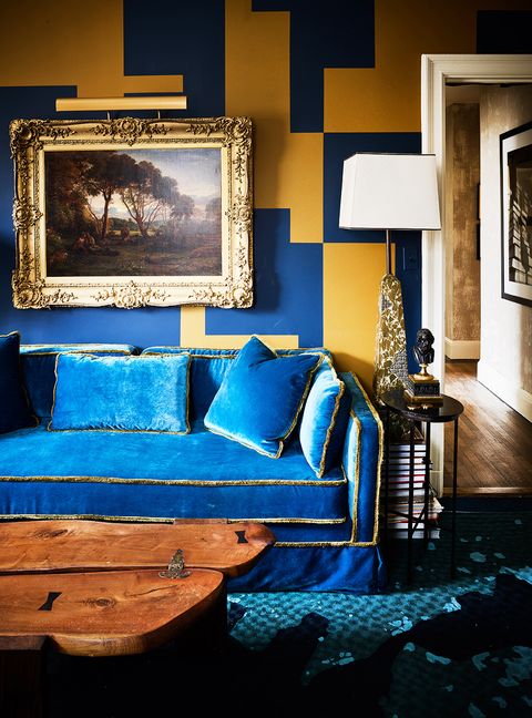 small blue living room