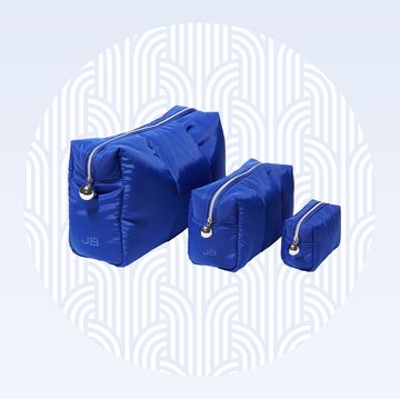 blue puffy pouches