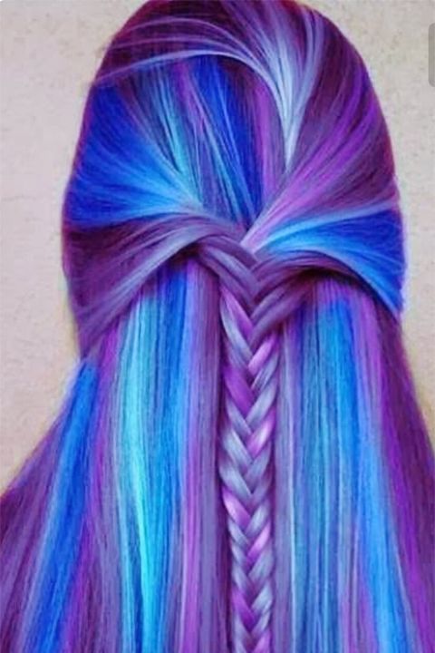 blue purple fishtail braid 