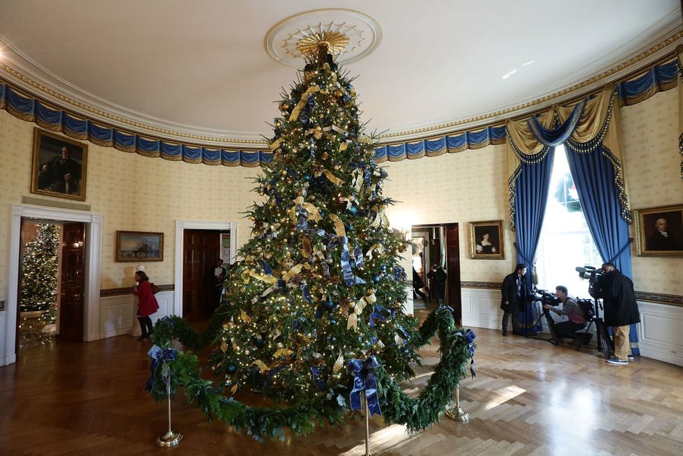 Christmas tree, Tree, Christmas decoration, Christmas, Property, Lobby, Room, Architecture, Christmas ornament, Plant, 