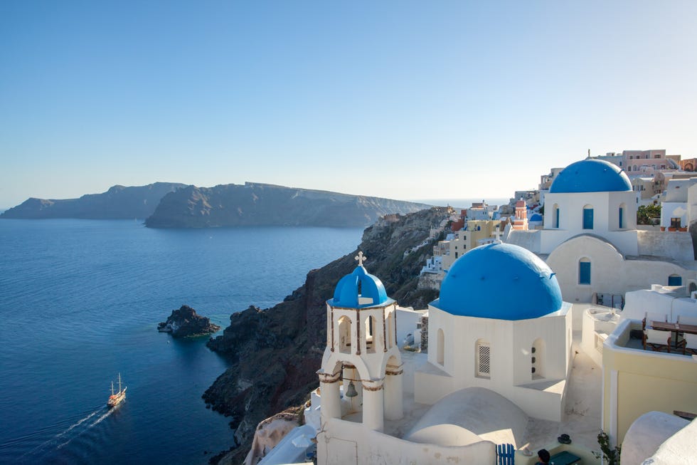 blue sea in summer, greek islands, santorini