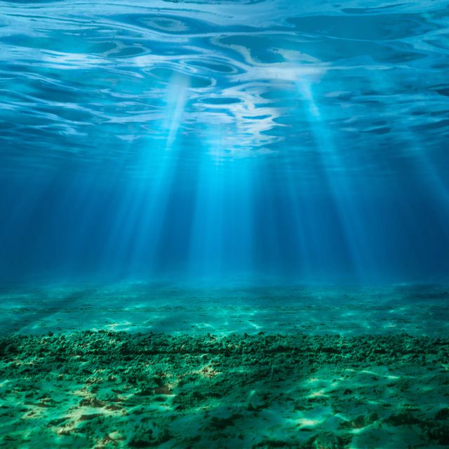 blue underwater with sunlight