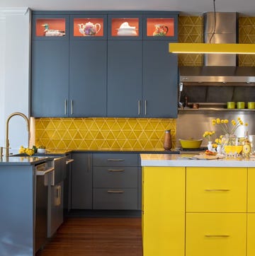 kitchen with blue and yellow cabinets kitchen with blue and yellow cabinets