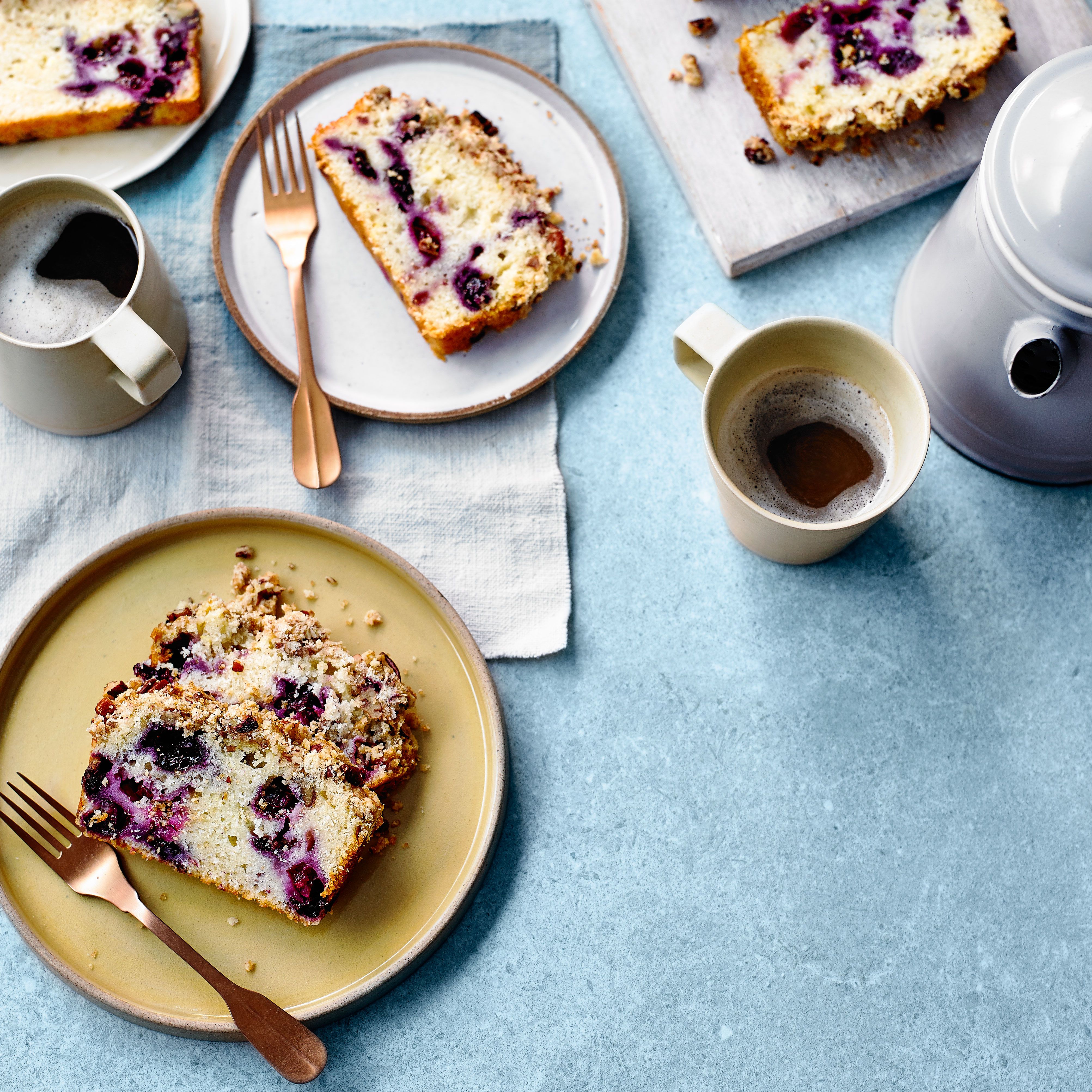 Blueberry Lemon Tea Cake with Strawberry Glaze