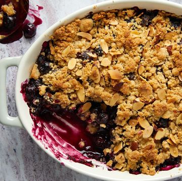 jammy blueberry center with a buttery crumble topping