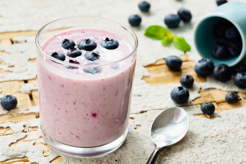 blueberry smoothie in glass