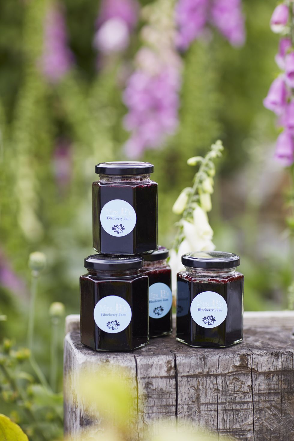 close up showing blueberry jam made by jane benson and sold at farm shop