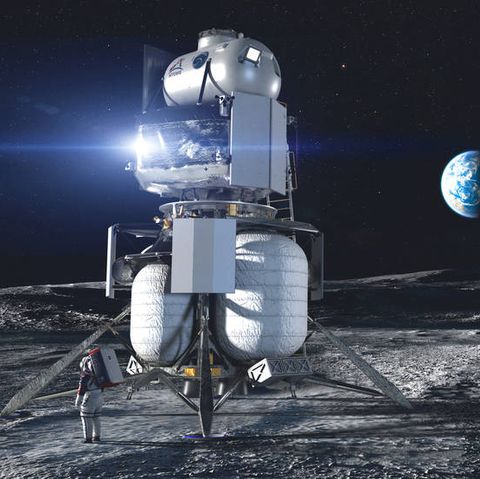 an artist's concept of blue origin's lander on the lunar surface﻿