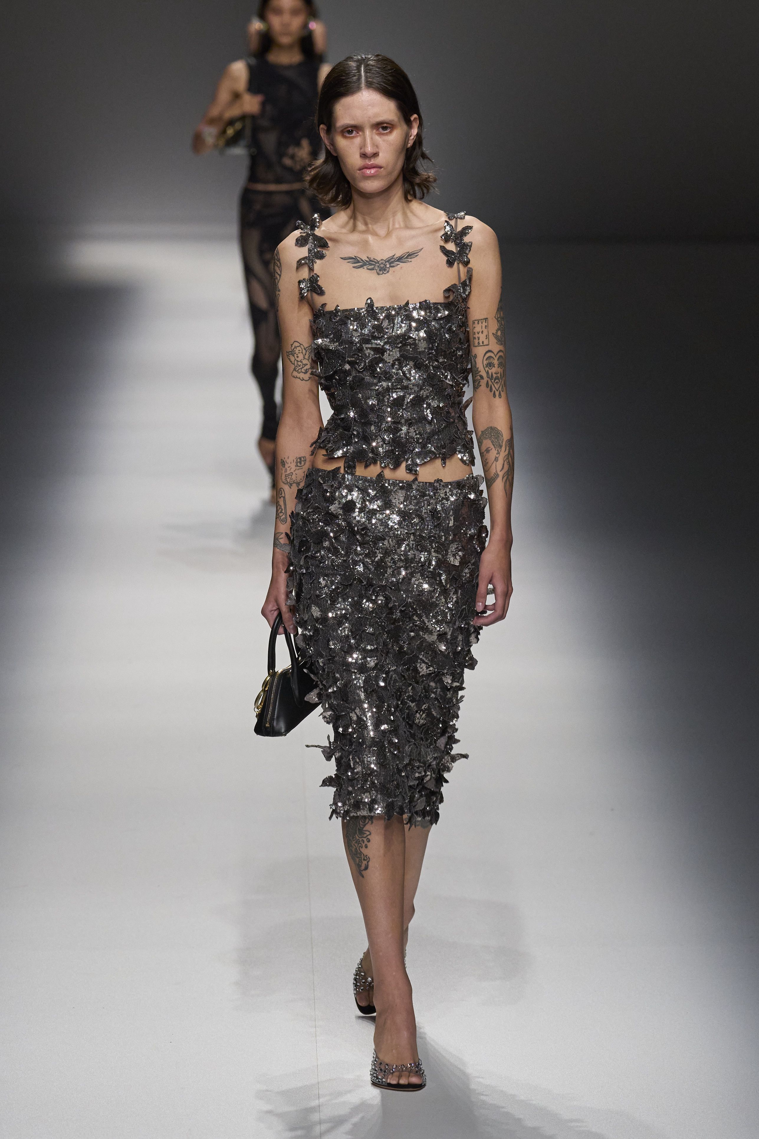 ブルマリンBlumarine レオパードラグラン半袖トップス 水色焦茶S