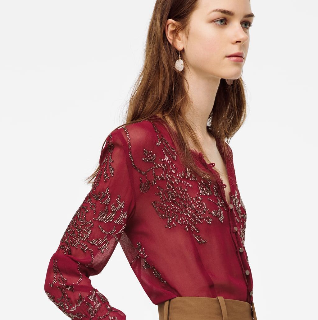 lluvia Caracterizar Descolorar La blusa de Zara bordada semitransparente parece de Alta Costura