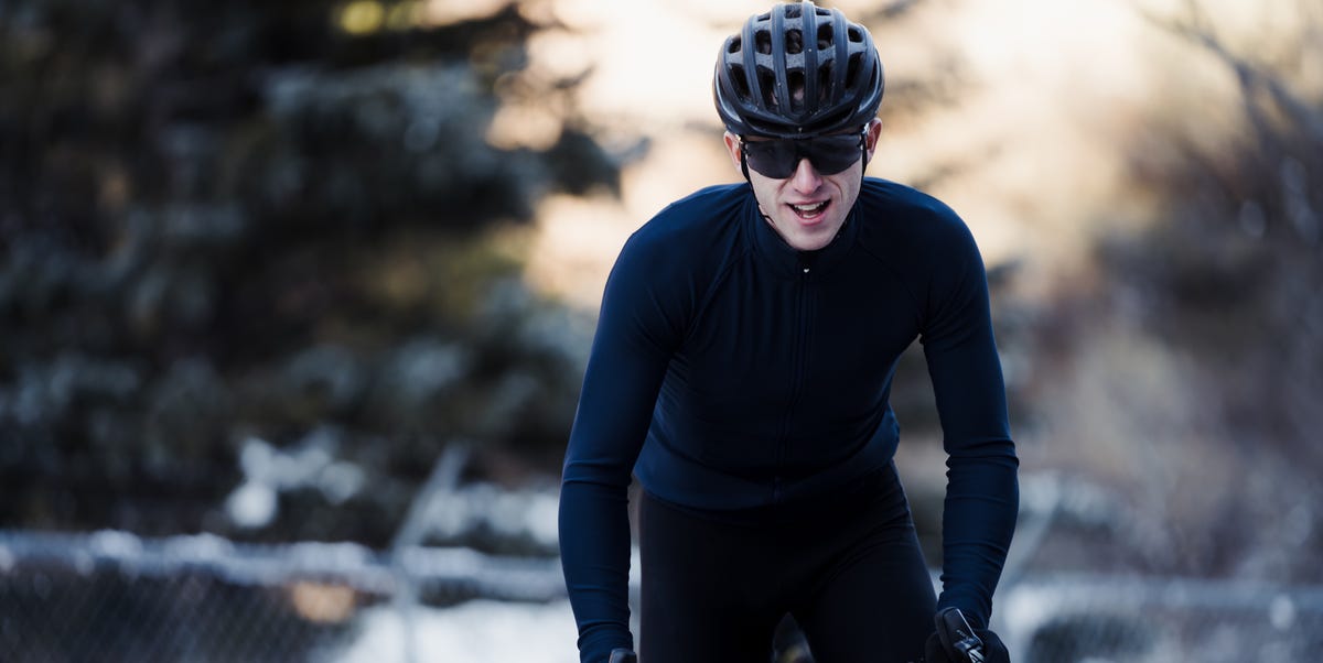 cyclist riding in the winter