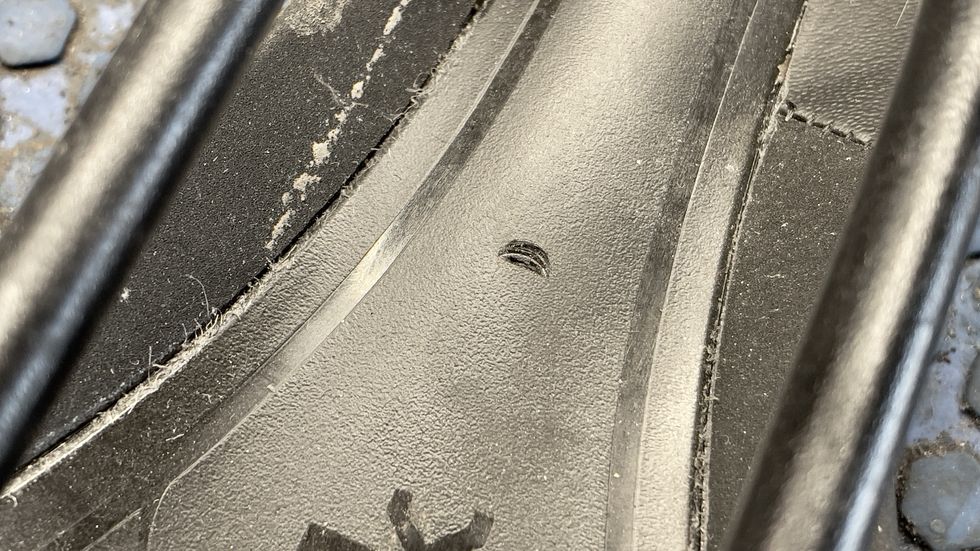 a close up of a tire